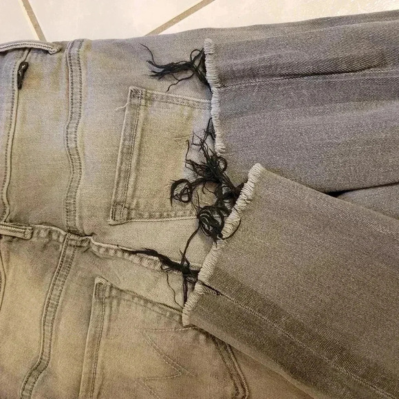 MOTHER Swooner Supermoon Stripe Skinny High Rise Jeans Grey Stretch - Picture 7 of 13